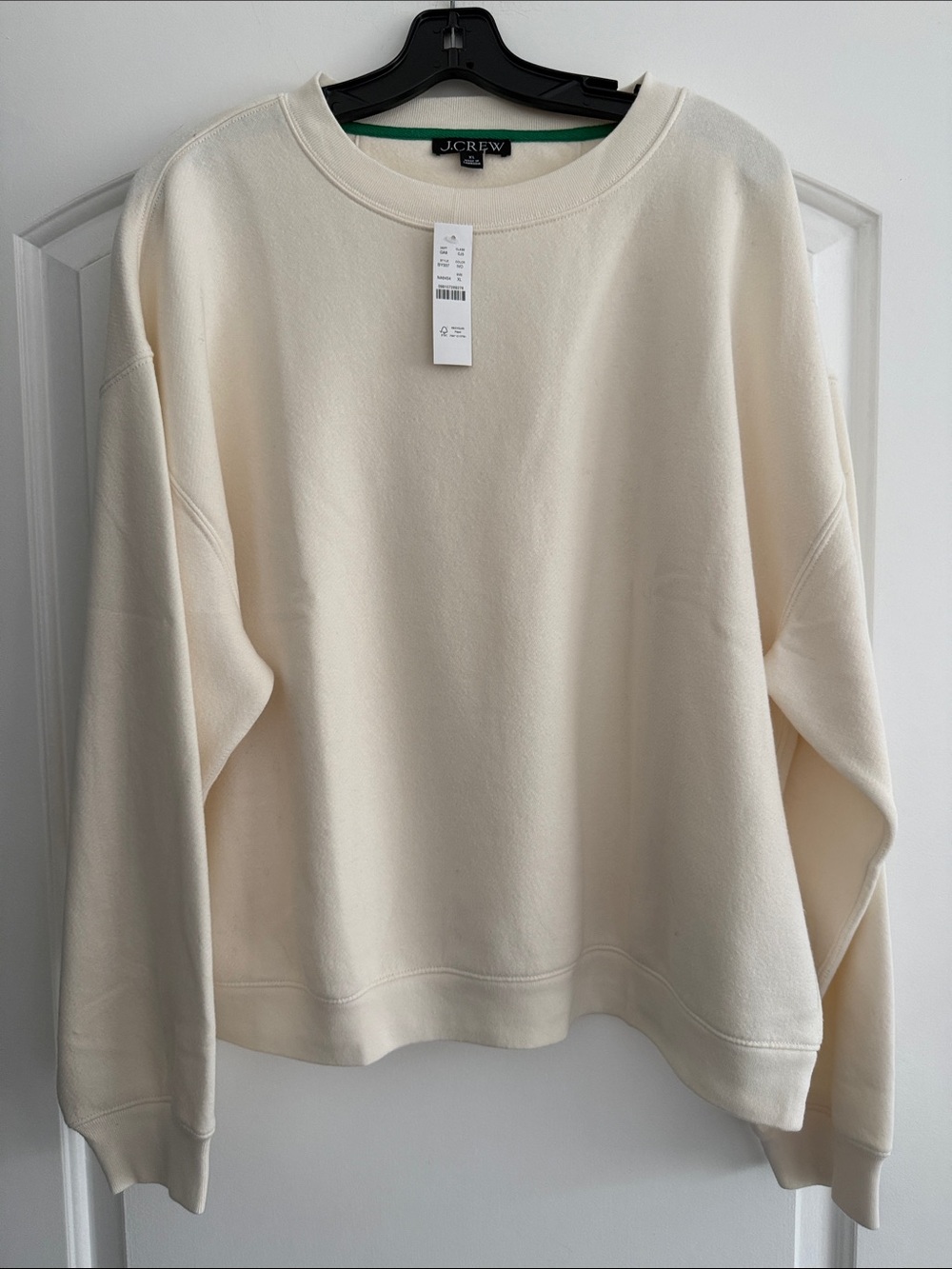 J.Crew Ivory Crewneck Sweatshirt, Size XL NWT — Style BY337
